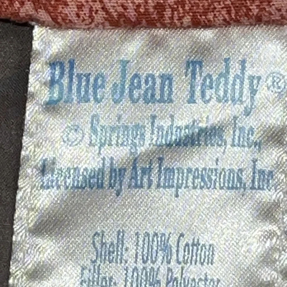 Vtg Blue Jean Teddy Bear Blanket Quilt Hot Air Balloon Baby Nursery Wall 41 X 30